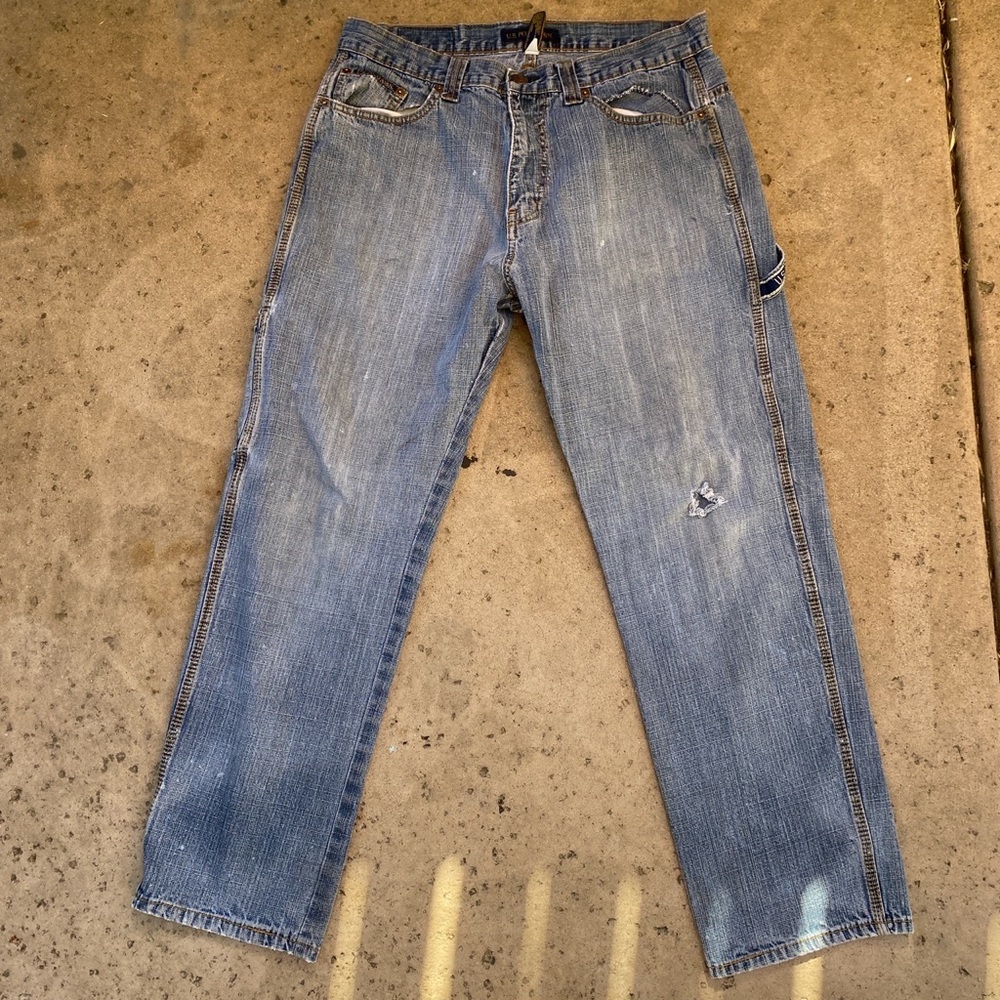 Vintage Polo Jeans  Cargo Pants Black Military Cotton Y2K Mens 34x30